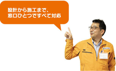 設計から施工まで、窓口ひとつですべて対応