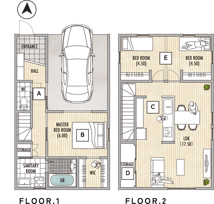 ガレージハウス 27.00坪 間取り図